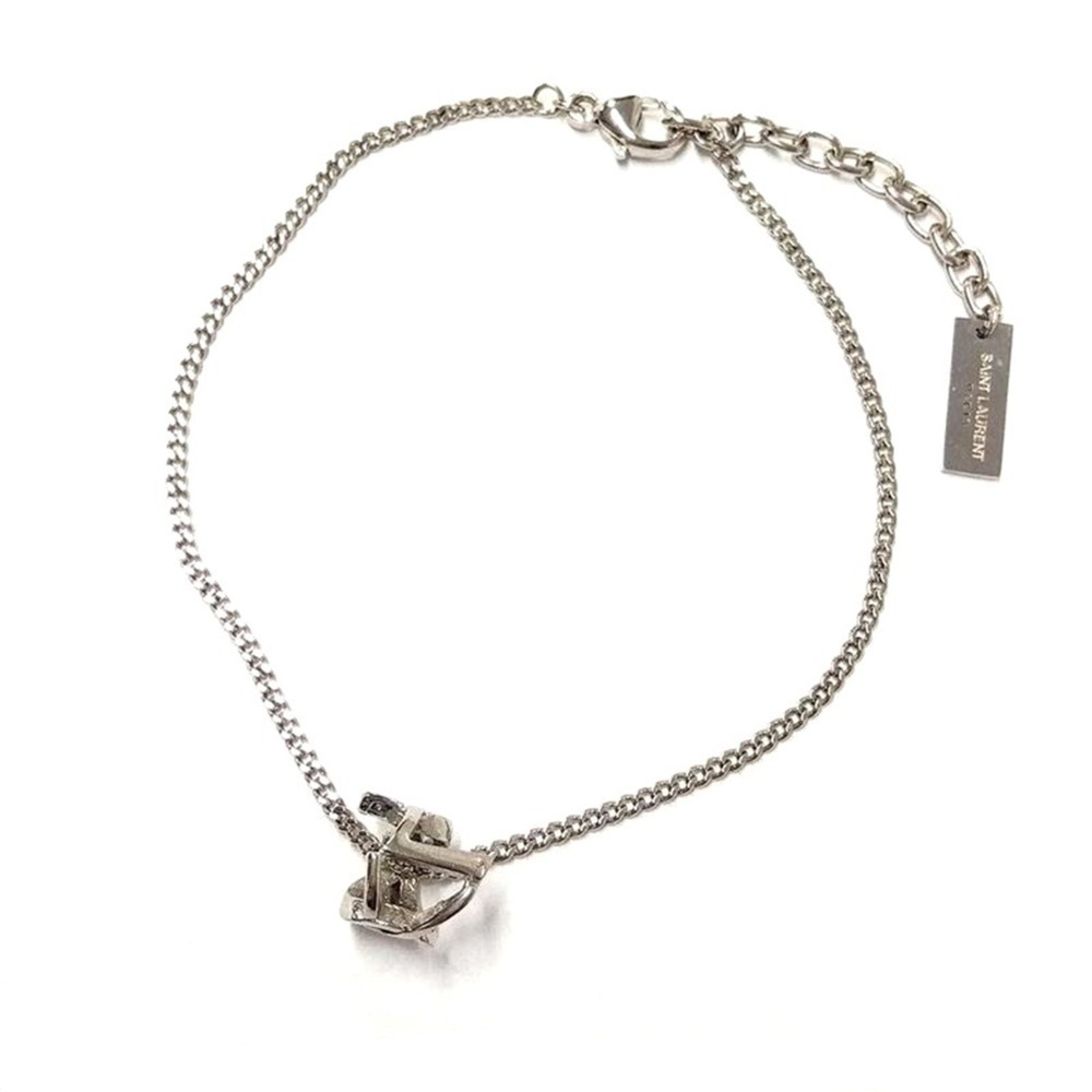 SAINT LAURENT Silver Monogram Charm Bracelet